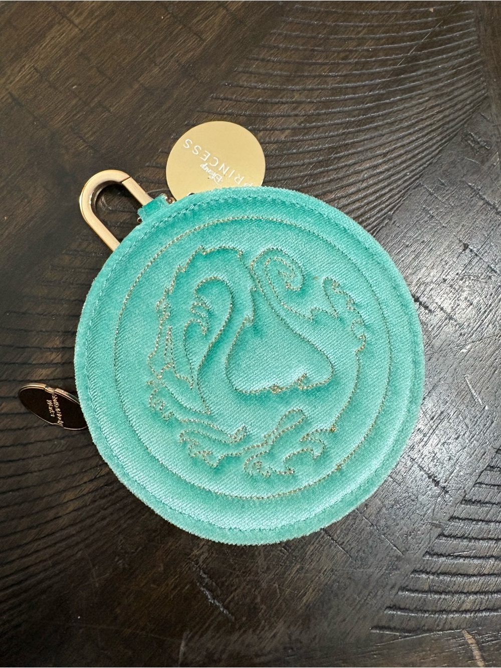 Disney Teal Round Coin Pouch with Embroidered Swan new